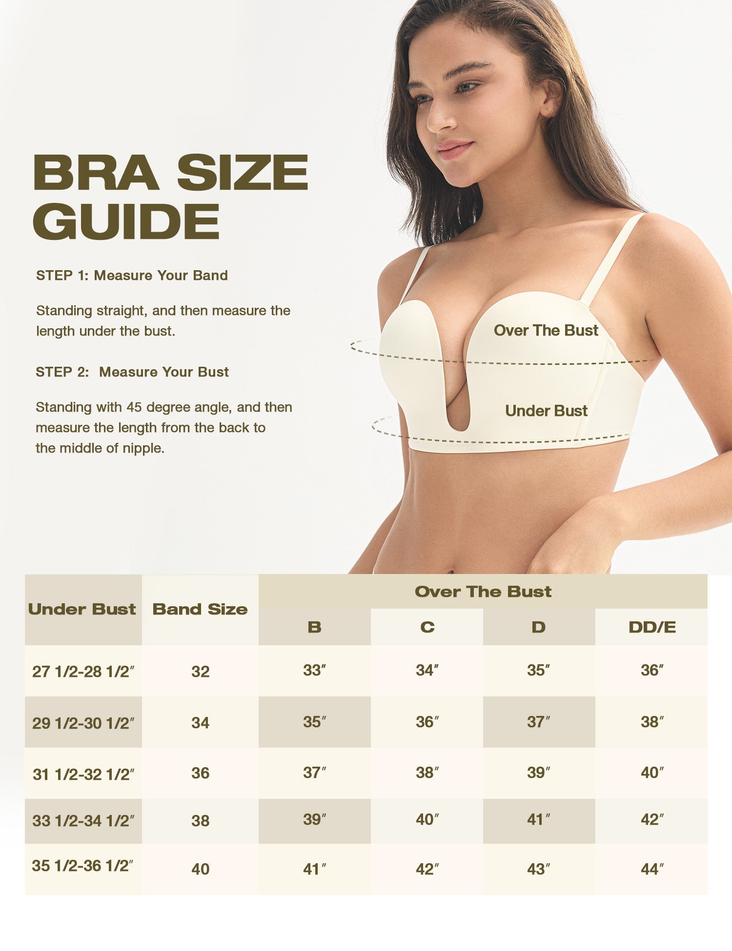 Deep V Wireless Push-Up Bra Ivory