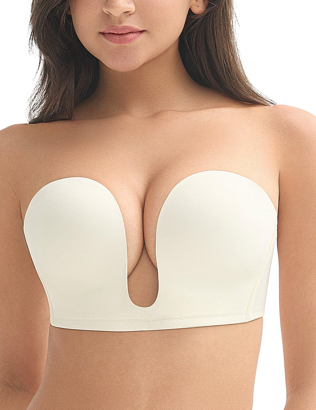 Deep V Wireless Push-Up Bra Ivory