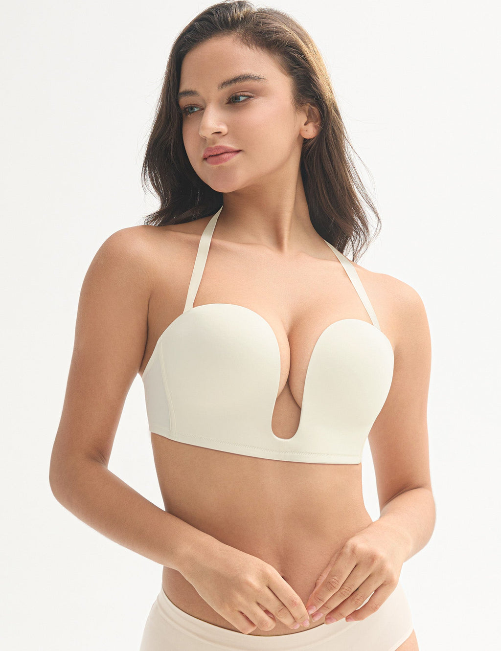 Deep V Wireless Push-Up Bra Ivory