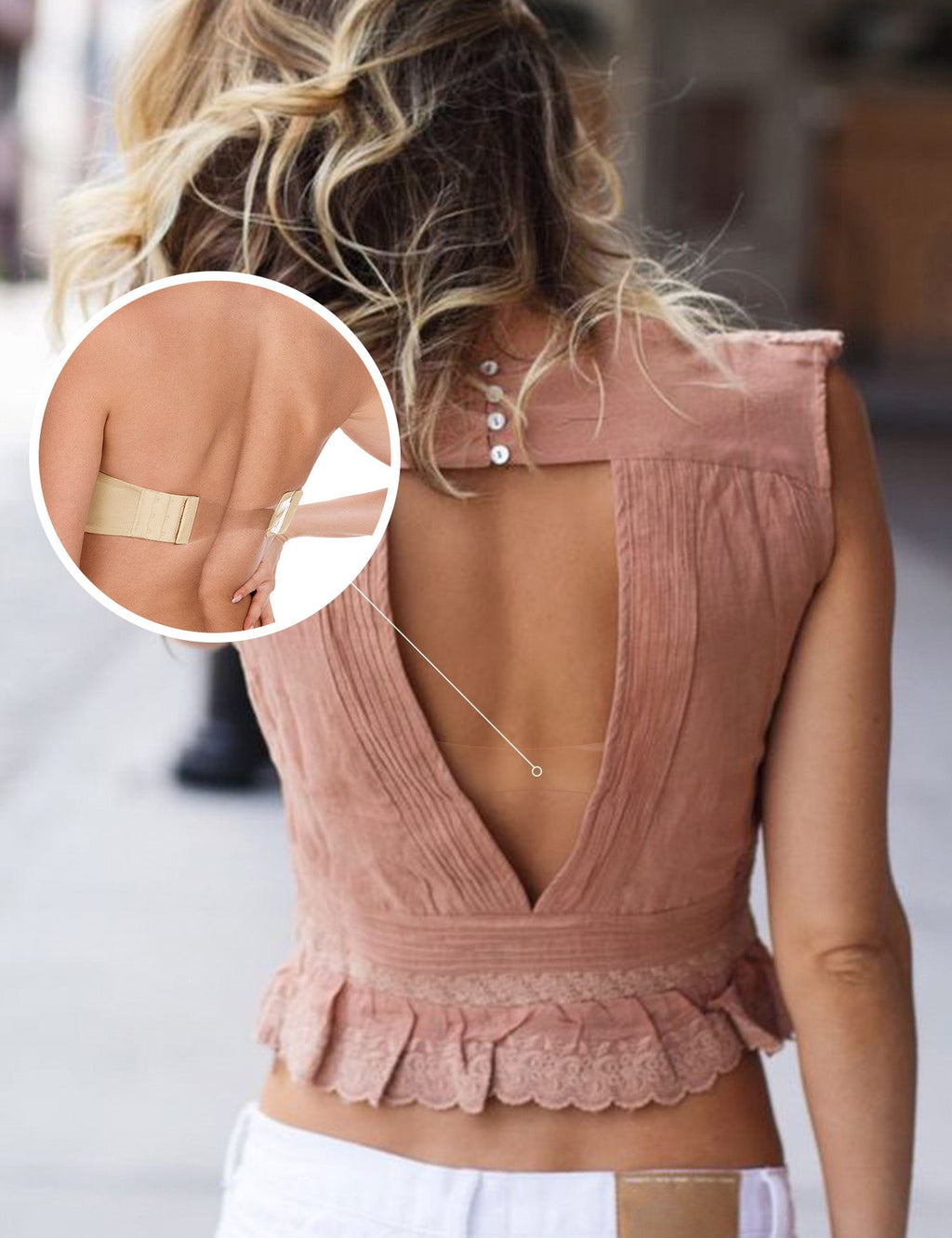 Deep V Wireless Push-Up Bra Nude