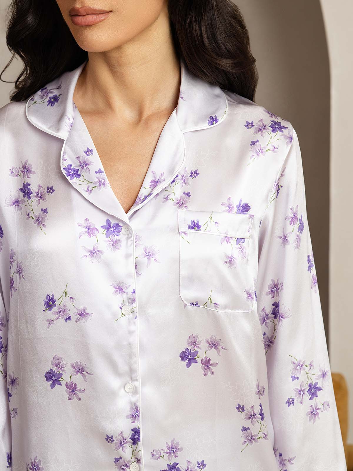 Women's Natural Silk Long Sleeve Pajama Set