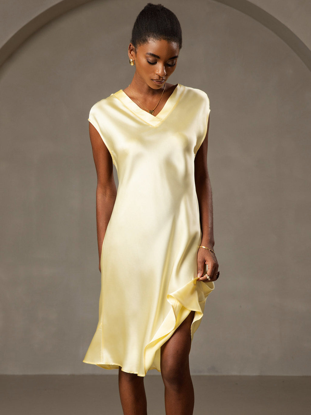 Pure Silk Cap Sleeve V-neck Nightgown