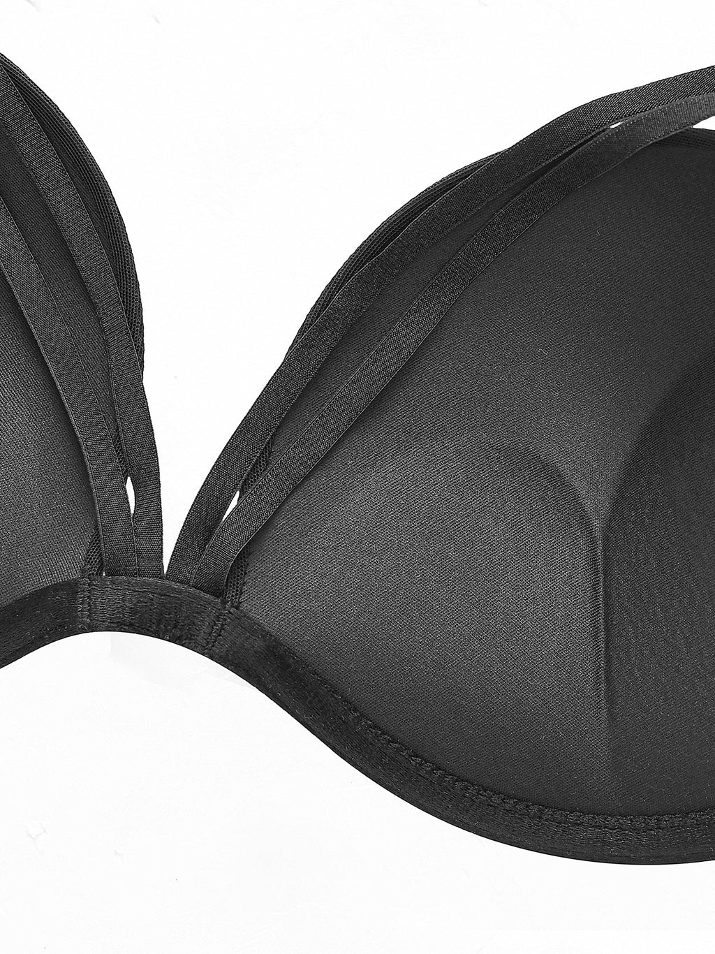 Floral Lace Embroidery Push Up Bra Black