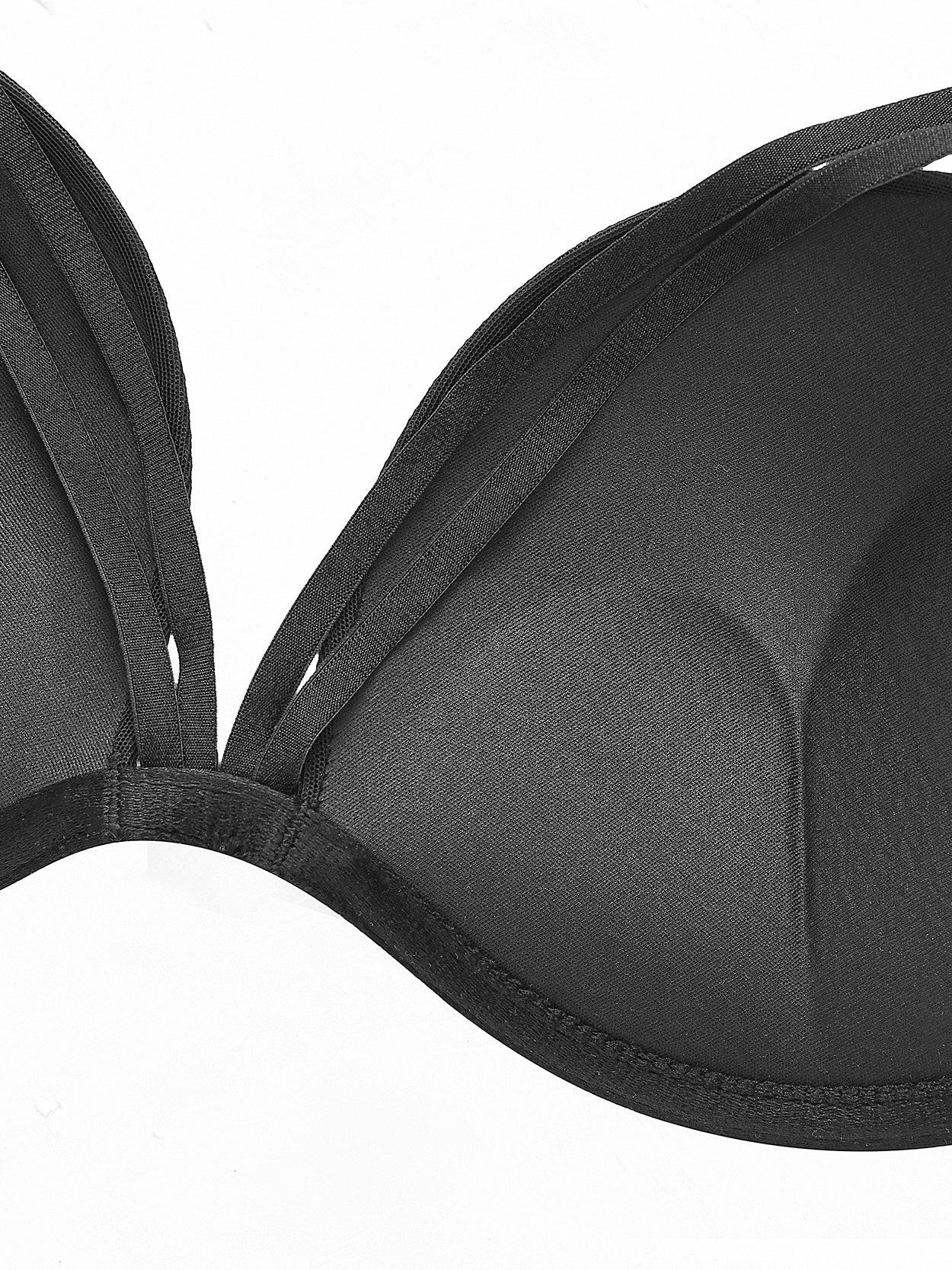 Floral Lace Embroidery Push Up Bra Black