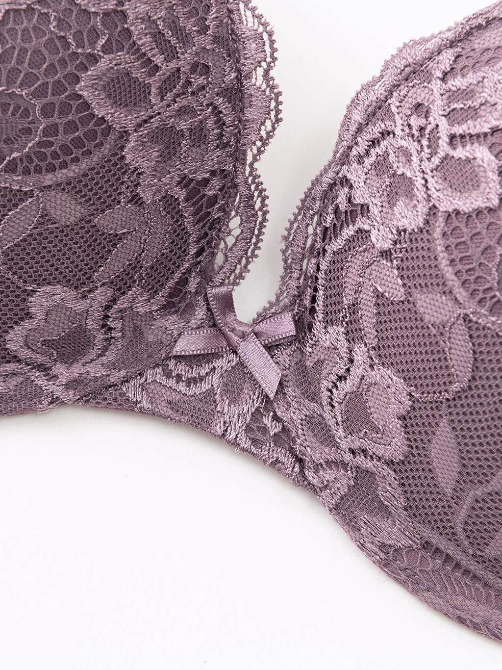 Lace Push Up Bra Lightly Padded Demi Plunge Bra Purple