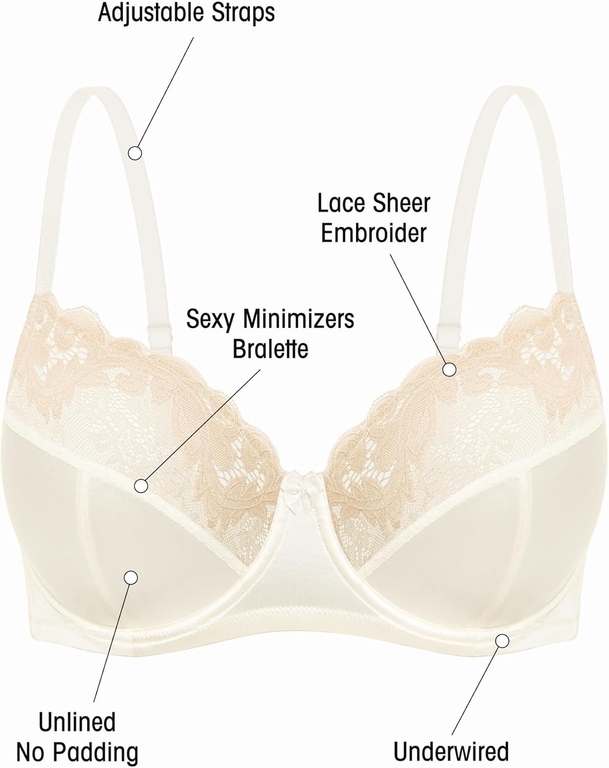 Plus Size Lace Mesh Underwired Full Coverage Shelf Bra