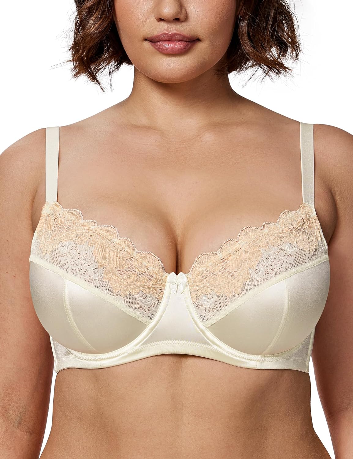 Plus Size Lace Mesh Underwired Full Coverage Shelf Bra
