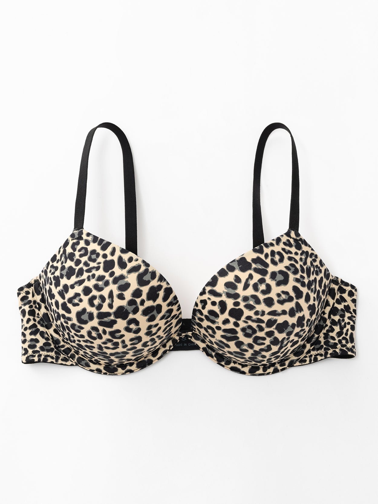 Push Up Deep V Plunge Underwire T-Shirt Bra Leopard Print