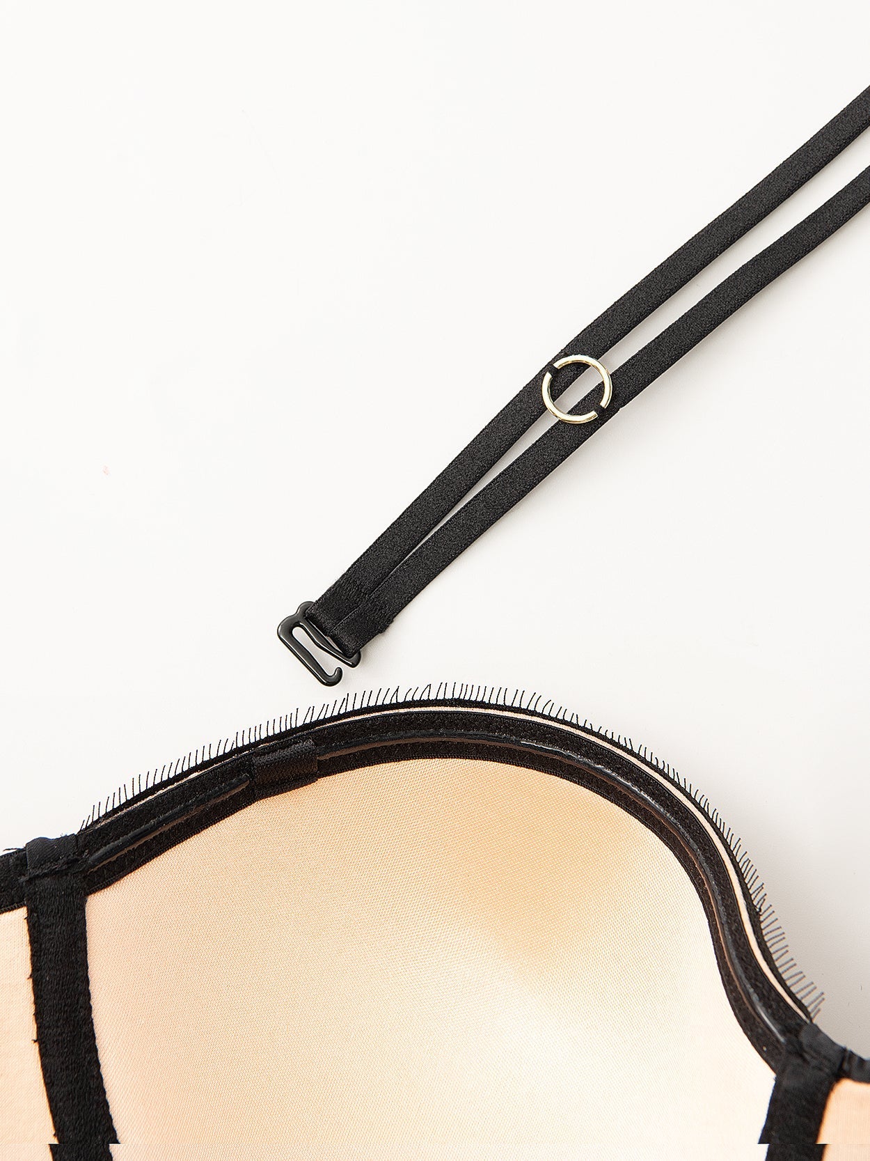 Push Up Full Figure Strapless Pleated Lace Multiway Bra Black