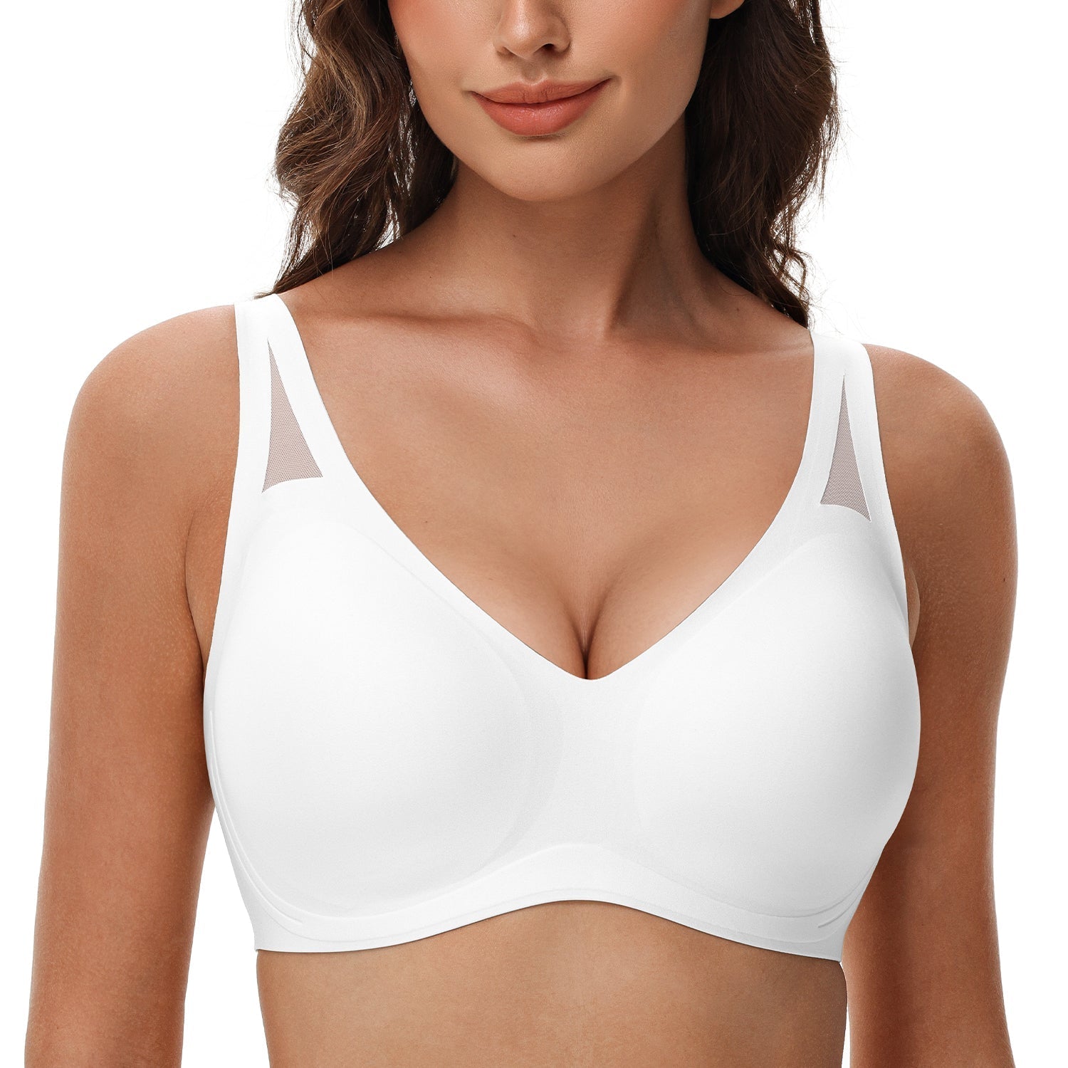 Seamless Wireless V-Neck Bra White