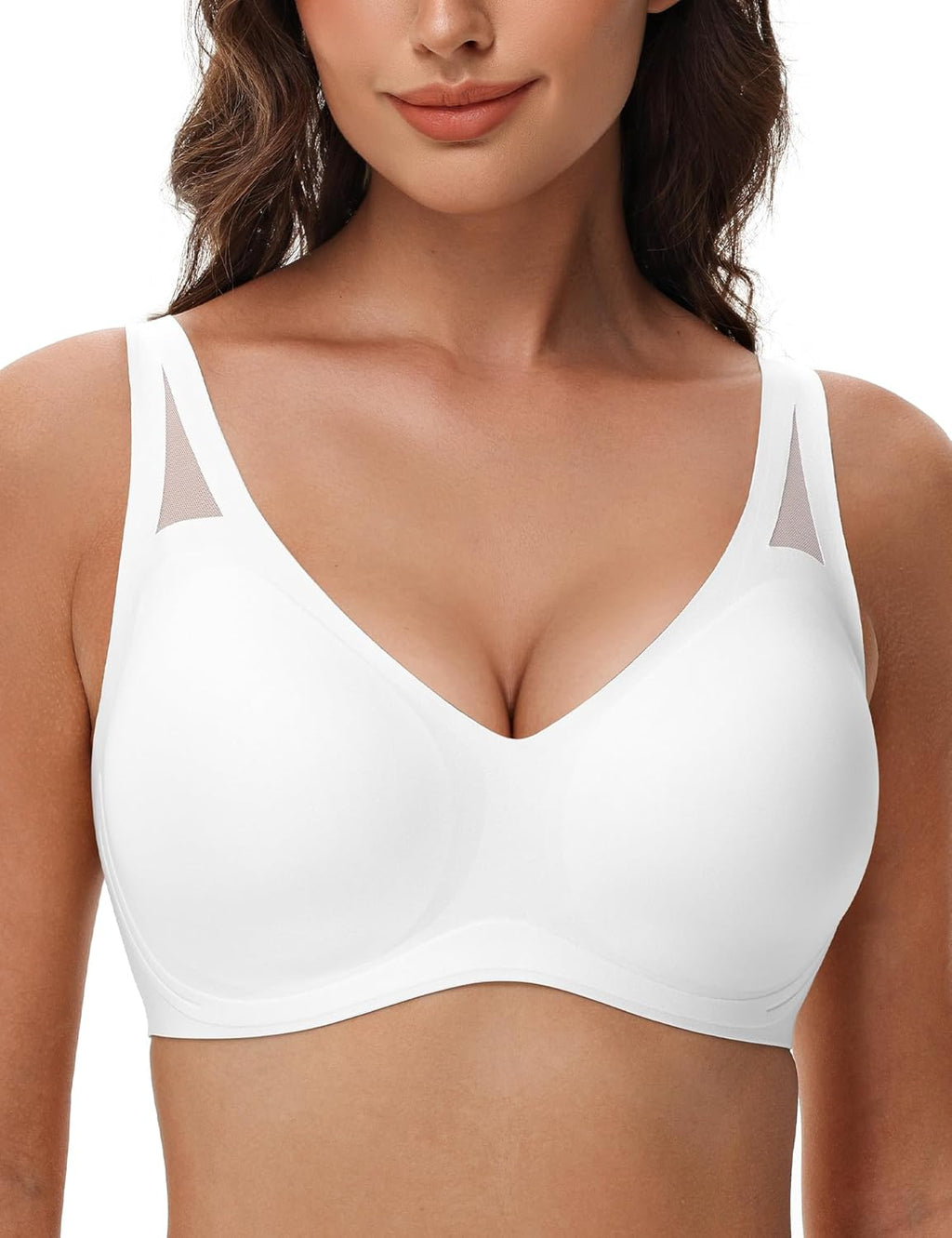Seamless Wireless V-Neck Bra White