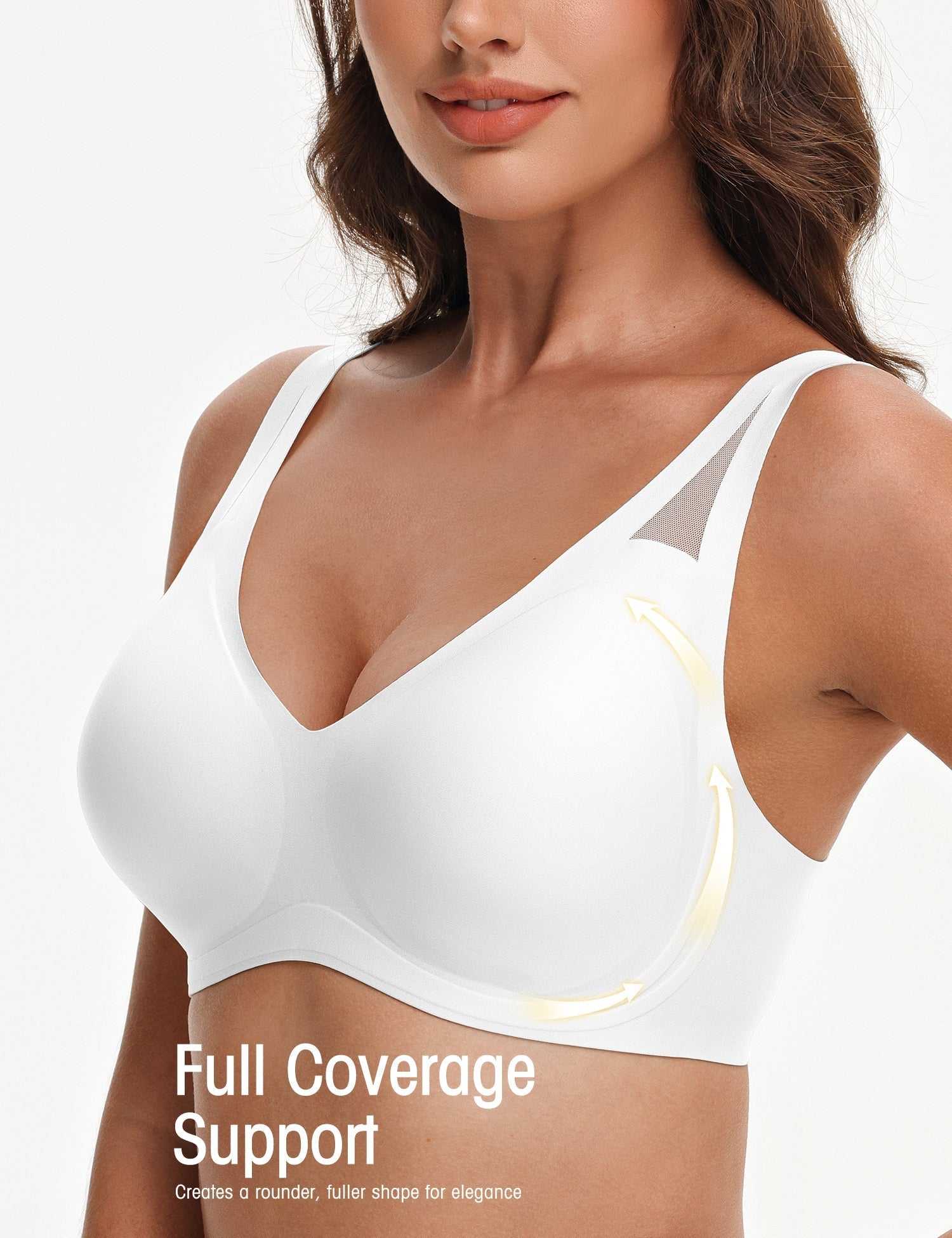 Seamless Wireless V-Neck Bra White