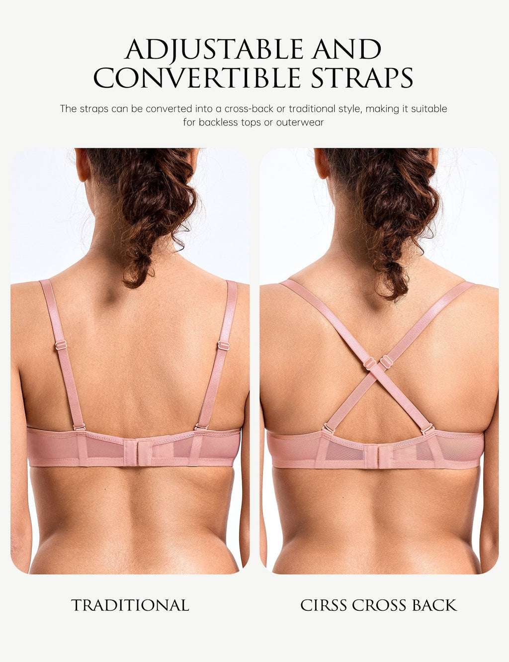 Sheer Lace Underwire Unlined Mesh & Adjustable Straps Bra Rose Pink