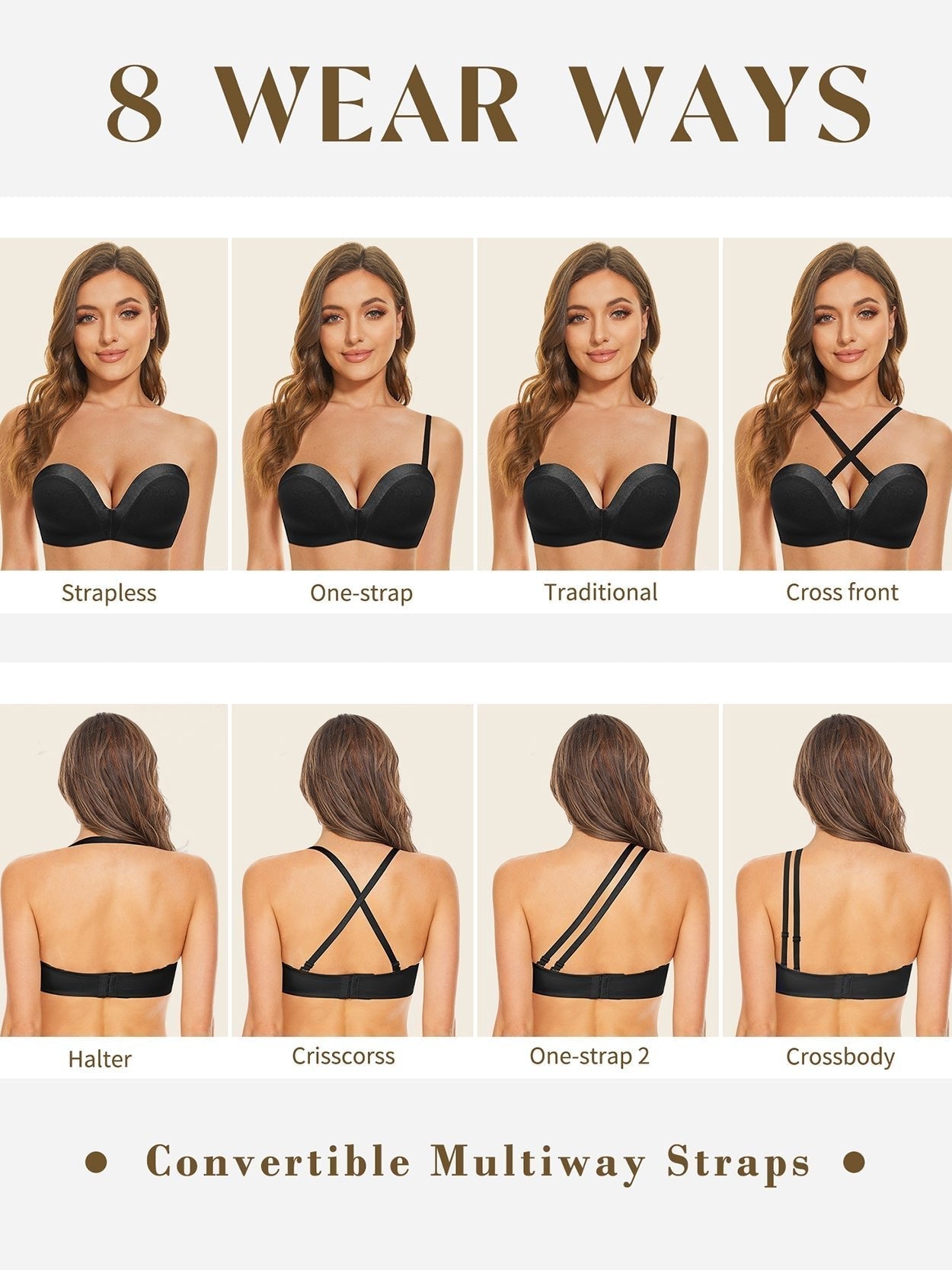 Strapless Wirefree Multiway Push Up Bra Black