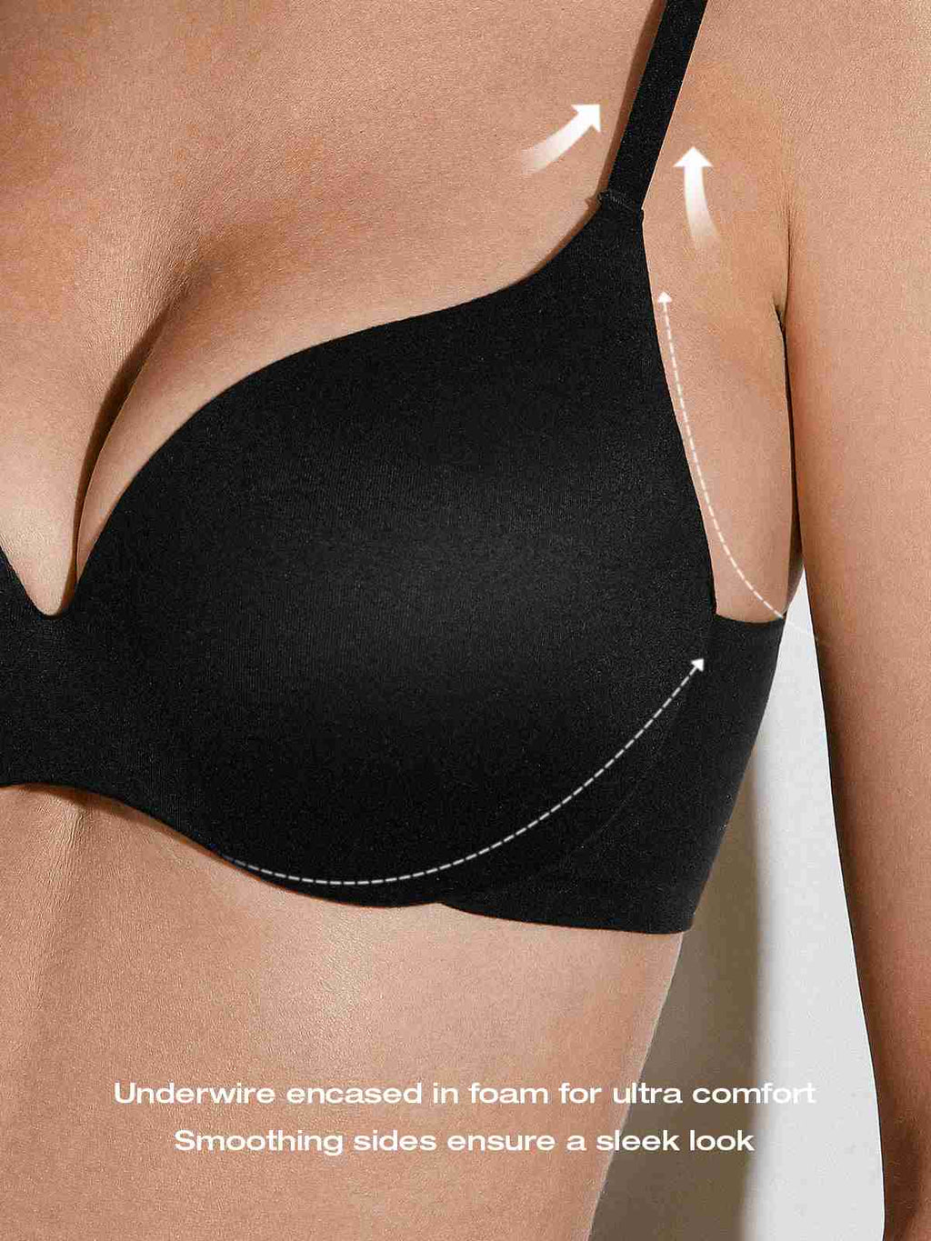 Super Padded T-Shirt Bra Add Two Cups Black