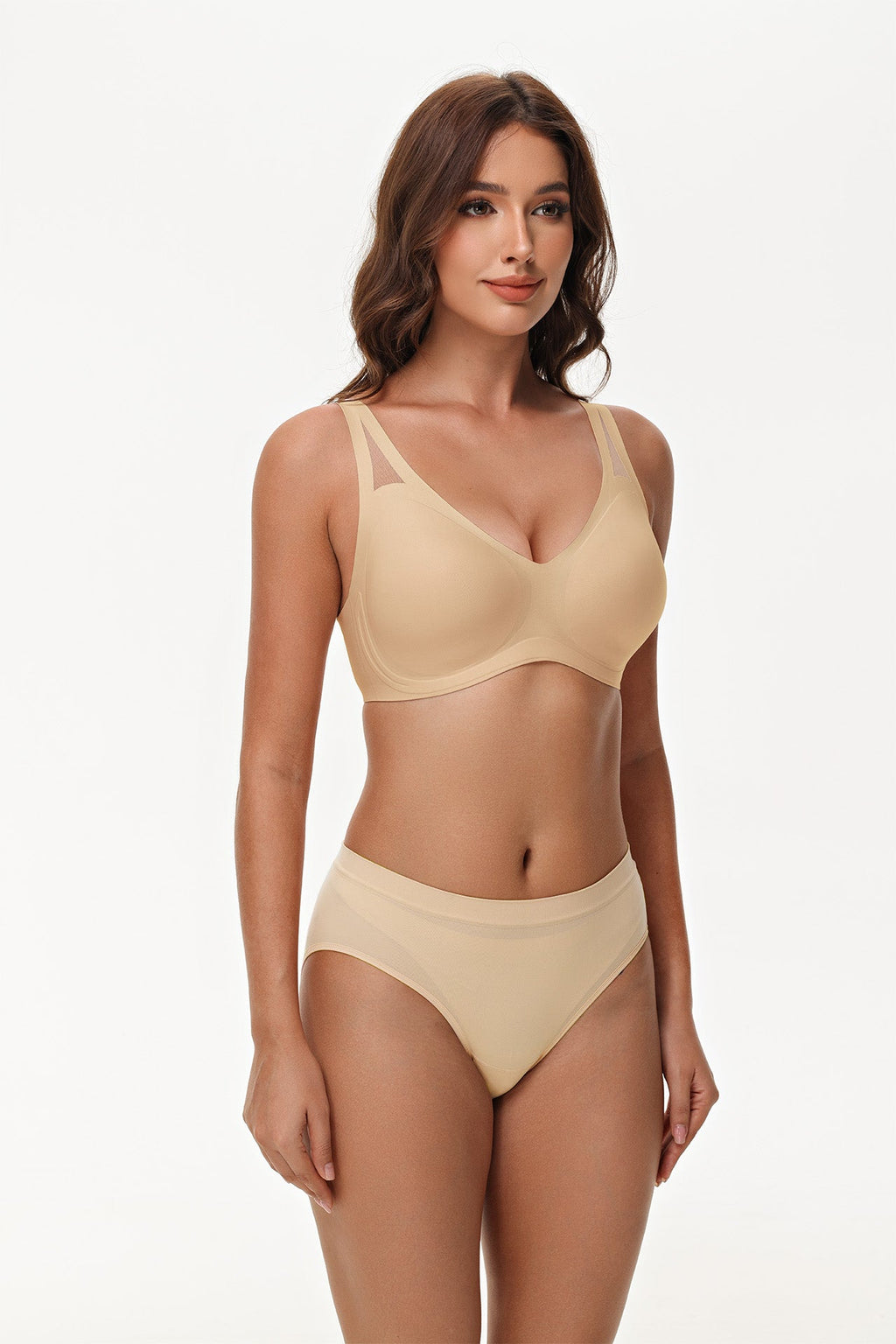 Push-Up Bra with V Neck and Pad Insert | Wireless Support T Shirt Bra for Everyday Comfort