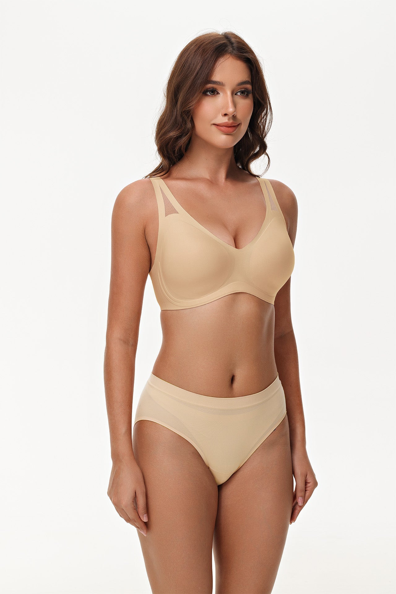 Push-Up Bra with V Neck and Pad Insert | Wireless Support T Shirt Bra for Everyday Comfort