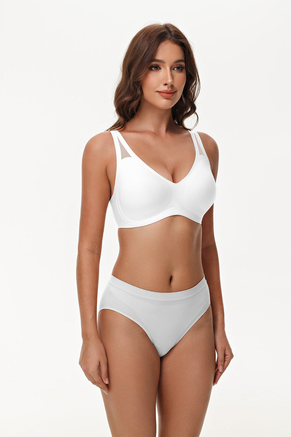 Push-Up Bra with V Neck and Pad Insert | Wireless Support T Shirt Bra for Everyday Comfort