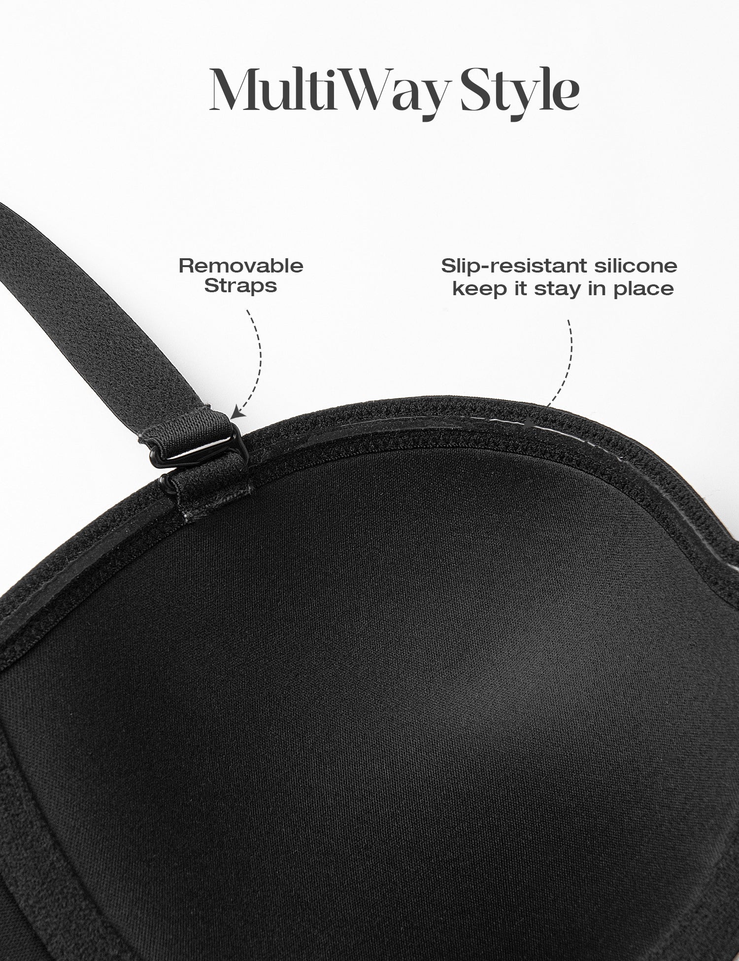 Women's Strapless Full Figure Bra Underwire Multiway Contour Plus Size Bra Black