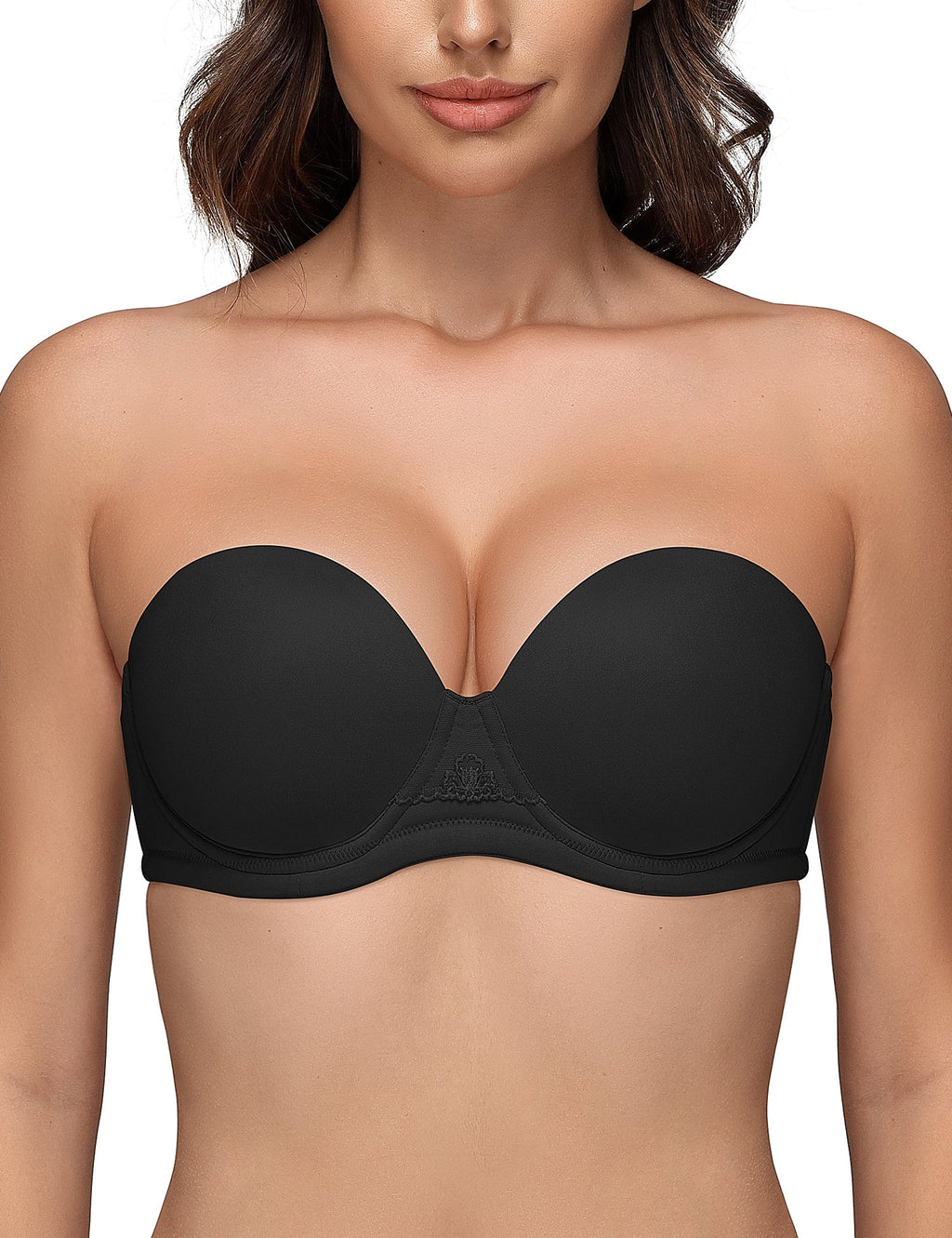 Women's Strapless Full Figure Bra Underwire Multiway Contour Plus Size Bra Black