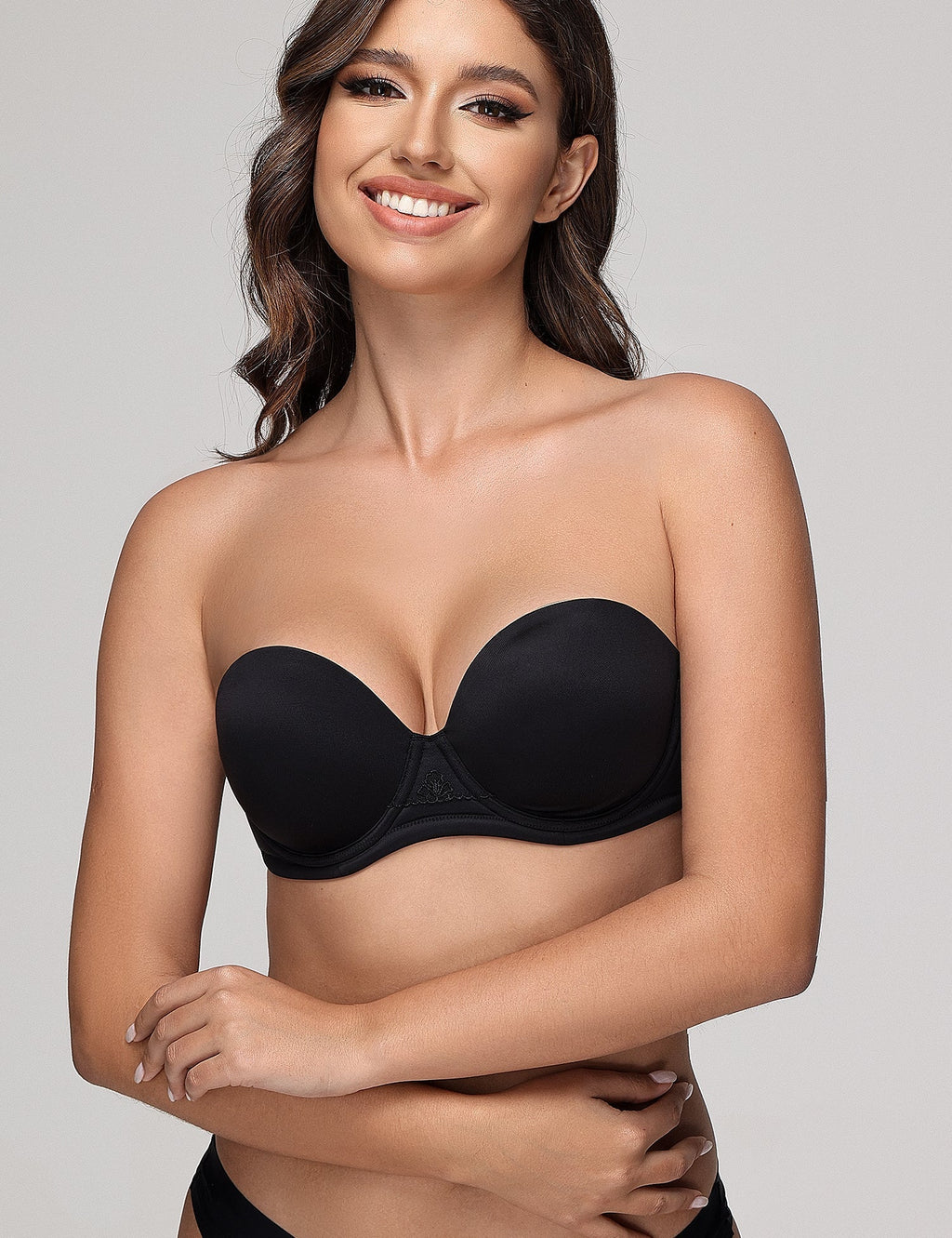 Women's Strapless Full Figure Bra Underwire Multiway Contour Plus Size Bra Black