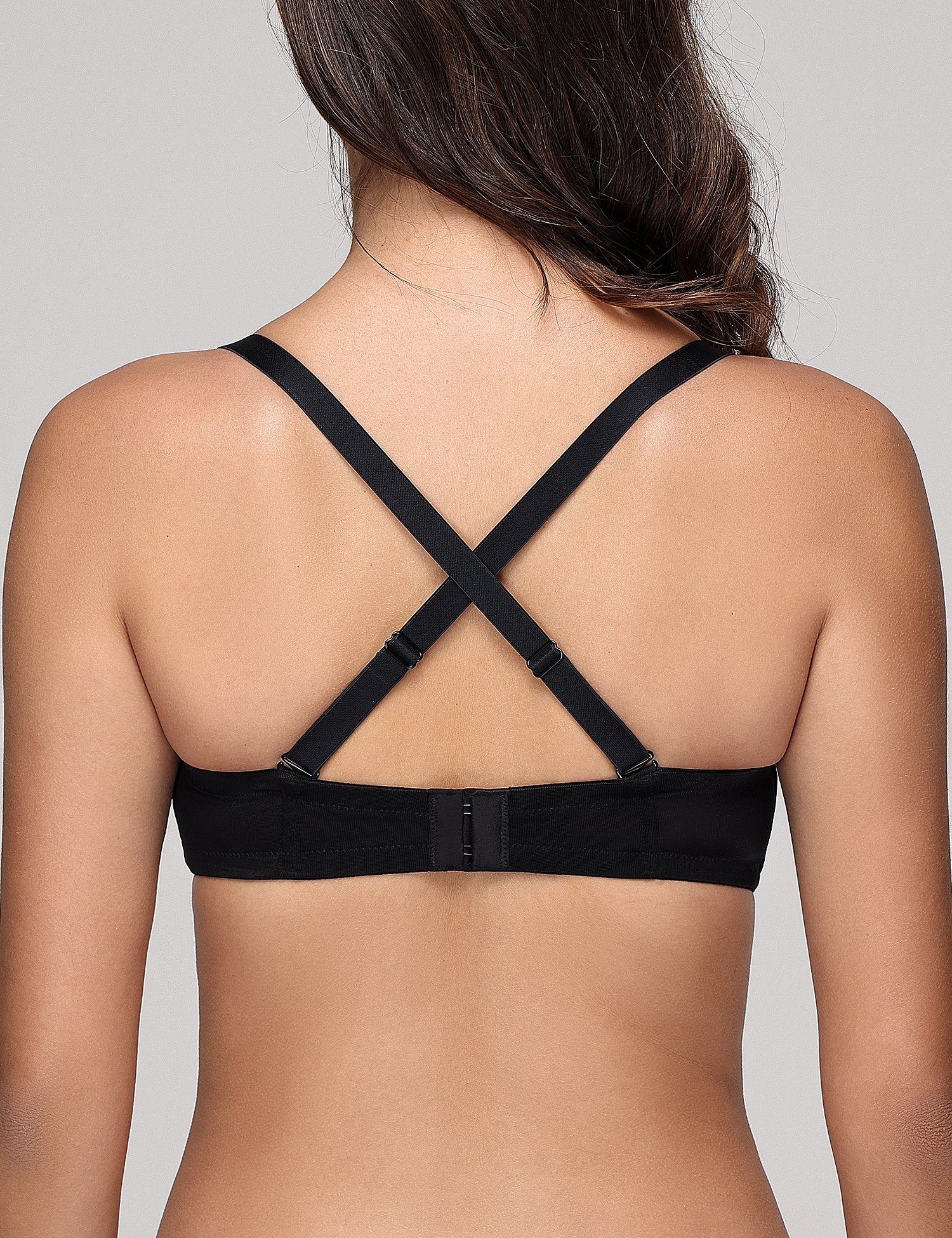 Women's Strapless Full Figure Bra Underwire Multiway Contour Plus Size Bra Black