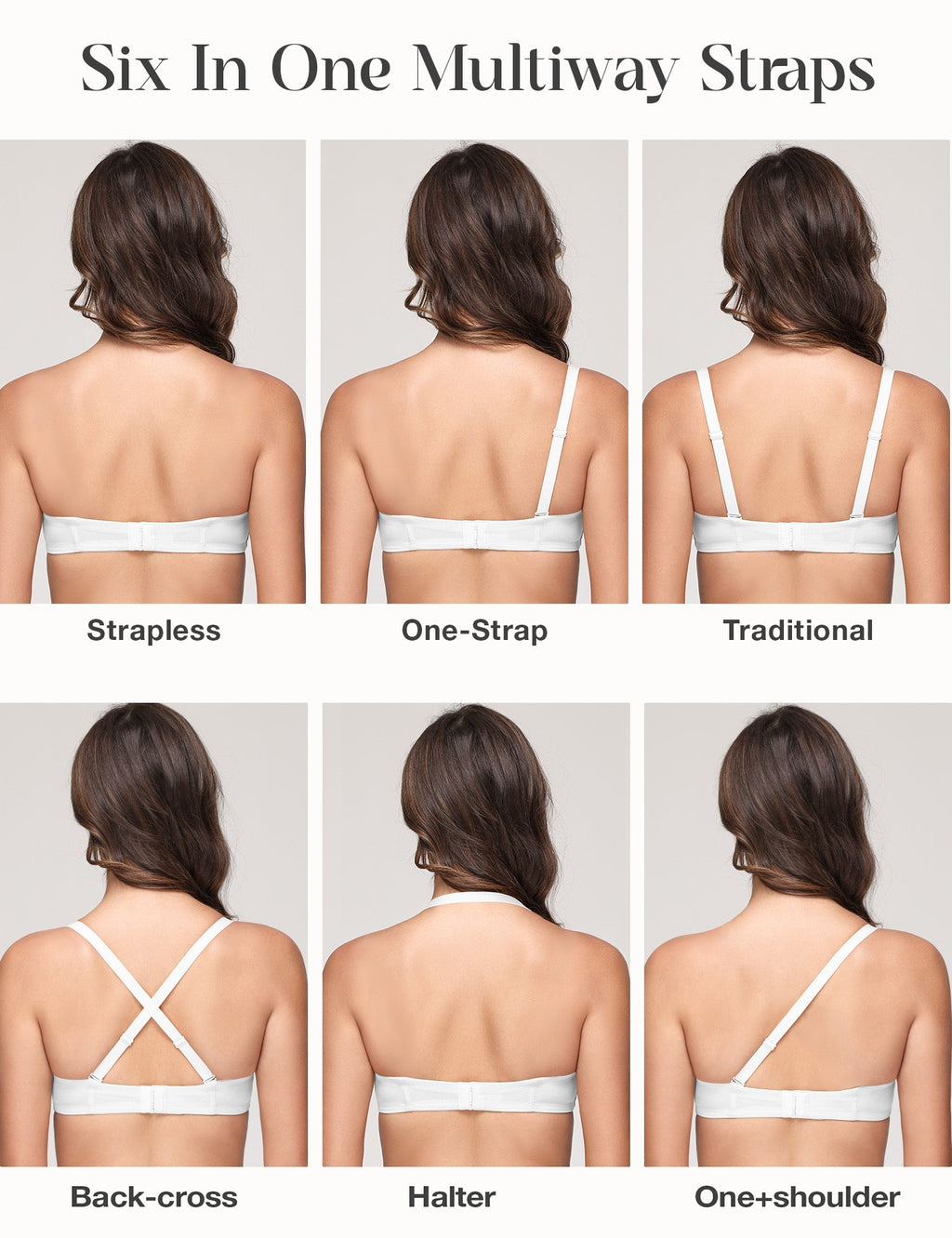 Women's Strapless Full Figure Bra Underwire Multiway Contour Plus Size Bra White