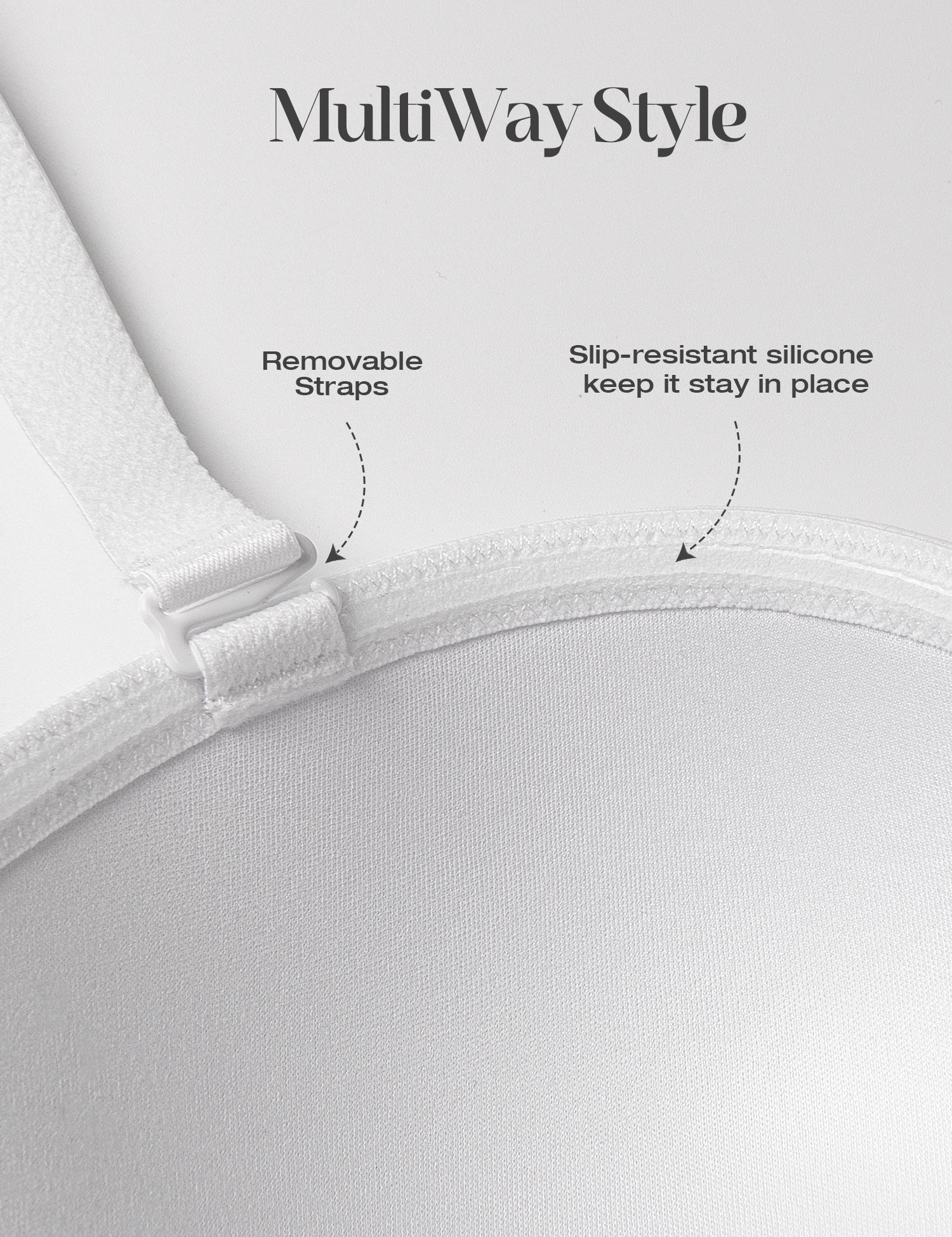 Women's Strapless Full Figure Bra Underwire Multiway Contour Plus Size Bra White